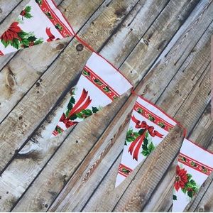 Vintage Christmas Tablecloth Bunting